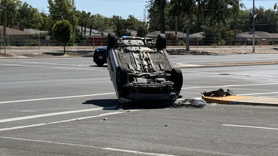 Tired driver rolls car in Fresno crash, police say